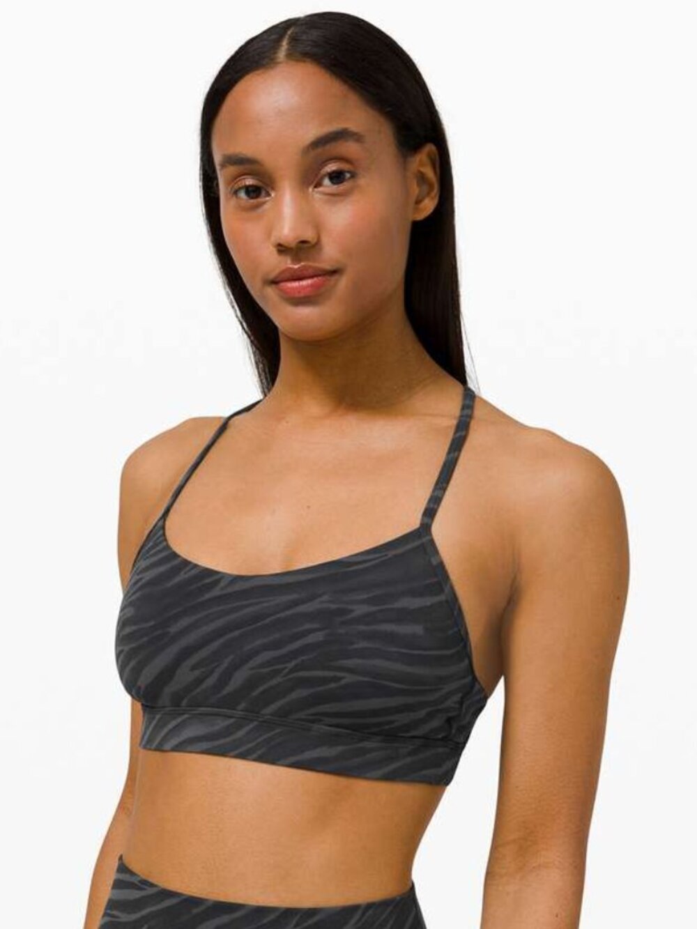 Lululemon Flow Y Bra Nulu *Light Support, A–C Cups - 14 Le Tigre Camo Deep Coal